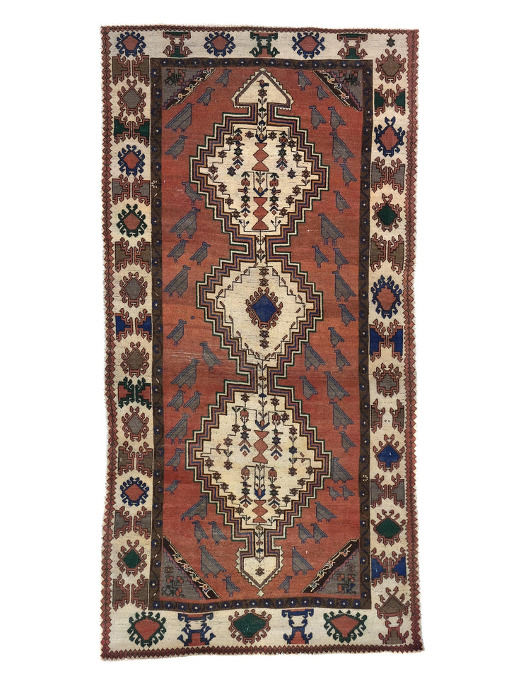 5x10 Vintage Rug, Low Pile Wool Rug, Hand-Knotted Rug, Bedroom Rug, Handmade Organic Wool Living Room Rug,SHR1716