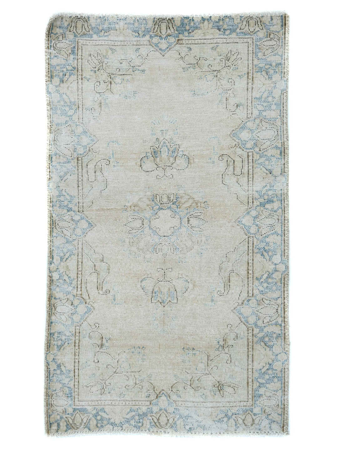 3x4 Hand-Knotted Accent Rug, Vintage Rug, Organic Wool Living Room or Dining Room Rug, Handmade Hallway Entryway Rug, SHR2147
