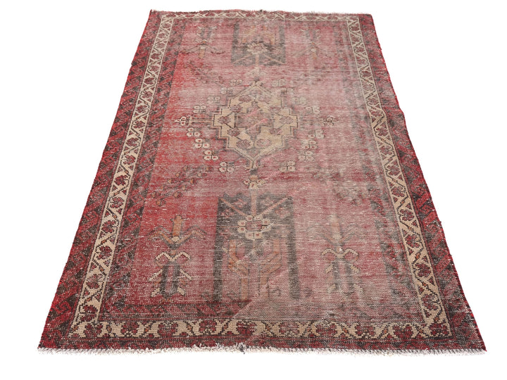 4x6 Vintage Accent Rug, Oriental Hand-Knotted Low Pile Wool Rug, Bathroom Rug, Entryway Rug, Mudroom Rug, SHR1997