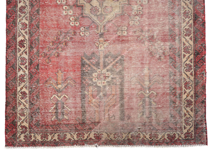 4x6 Vintage Accent Rug, Oriental Hand-Knotted Low Pile Wool Rug, Bathroom Rug, Entryway Rug, Mudroom Rug, SHR1997